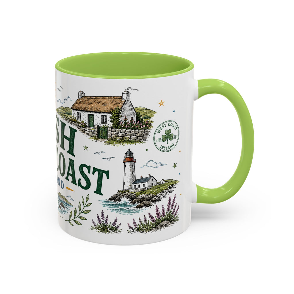 Irish West Coast Coffee Mug | Travel Destination Souvenir Gift | Accent Color Ceramic 11oz 15oz