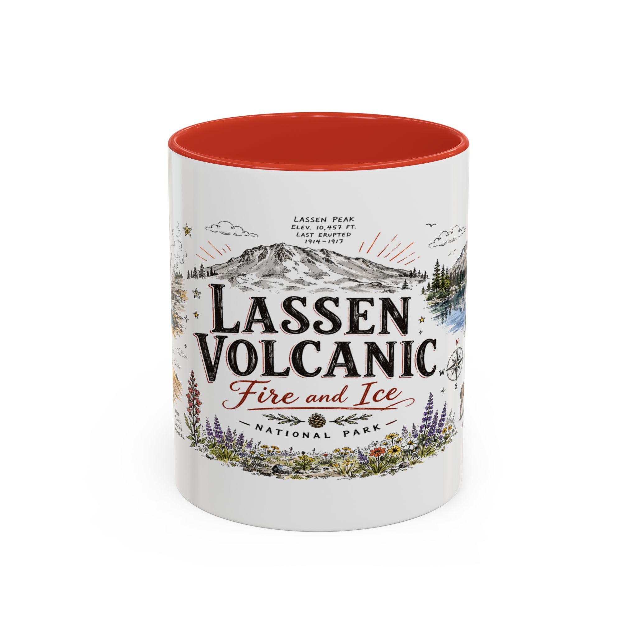 Lassen Volcanic National Park Coffee Mug | California Volcano Geothermal Hiking Gift | Accent Color Ceramic 11oz 15oz