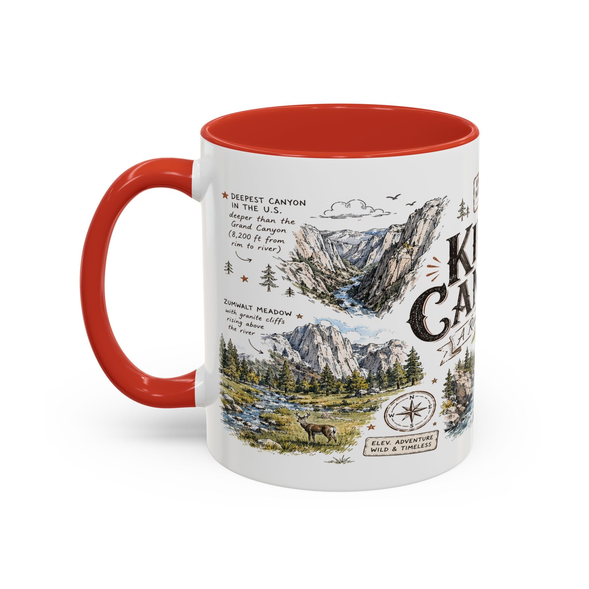 Kings Canyon National Park Coffee Mug | California Sierra Nevada Sequoia Gift | Accent Color Ceramic 11oz 15oz