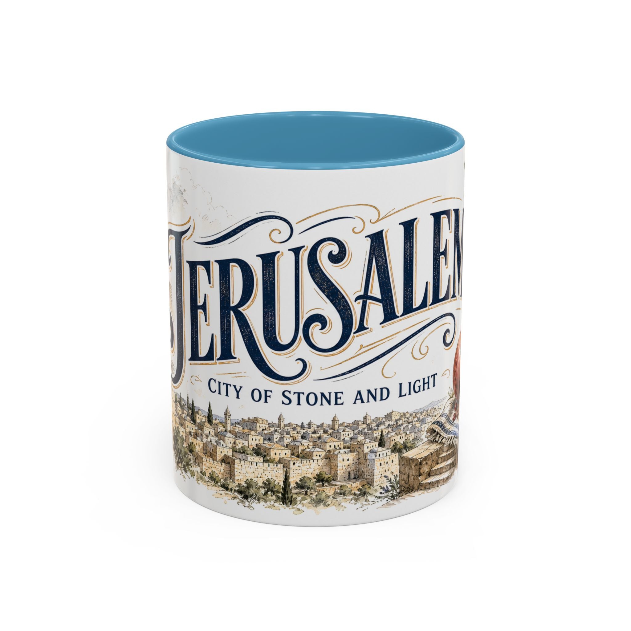 Jerusalem Coffee Mug | Jerusalem region Travel Souvenir | Vintage Illustrated City Gift | 11 oz 15 oz Accent Mug