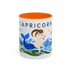 Capricorn Zodiac Coffee Mug | Sea Goat and Floral Design | Astrology Birthday Gift | 11 oz 15 oz Ceramic Accent Mug