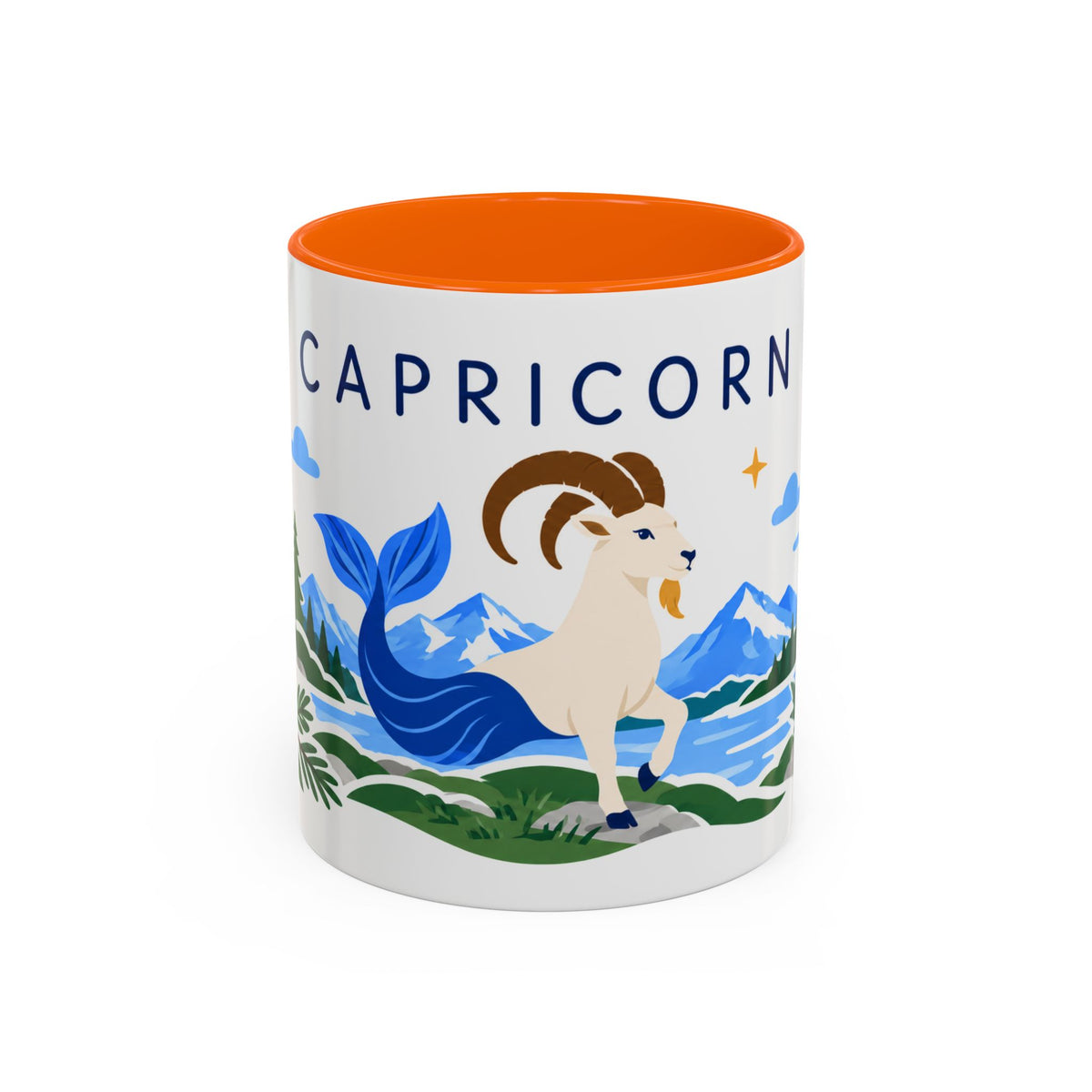 Capricorn Zodiac Coffee Mug | Sea Goat and Floral Design | Astrology Birthday Gift | 11 oz 15 oz Ceramic Accent Mug
