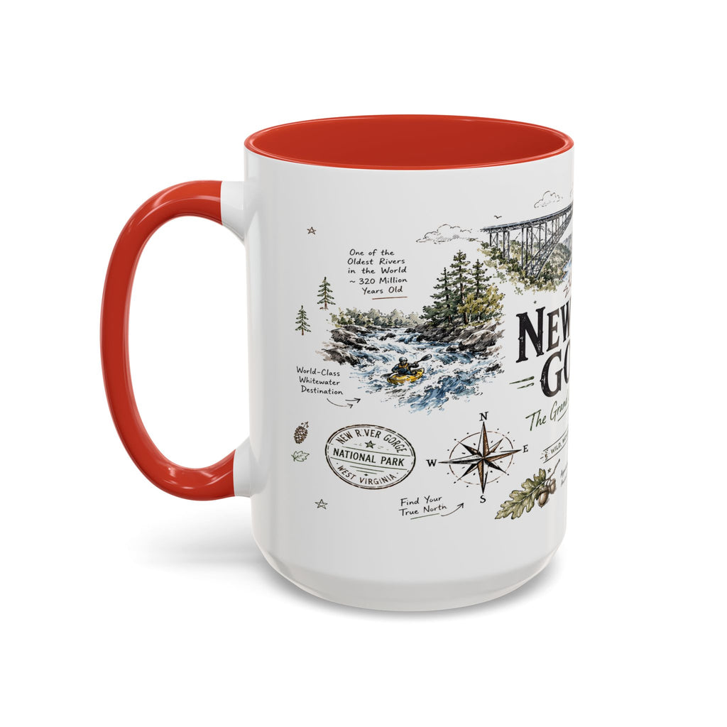New River Gorge National Park Coffee Mug | West Virginia River Canyon Climbing Gift | Accent Color Ceramic 11oz 15oz