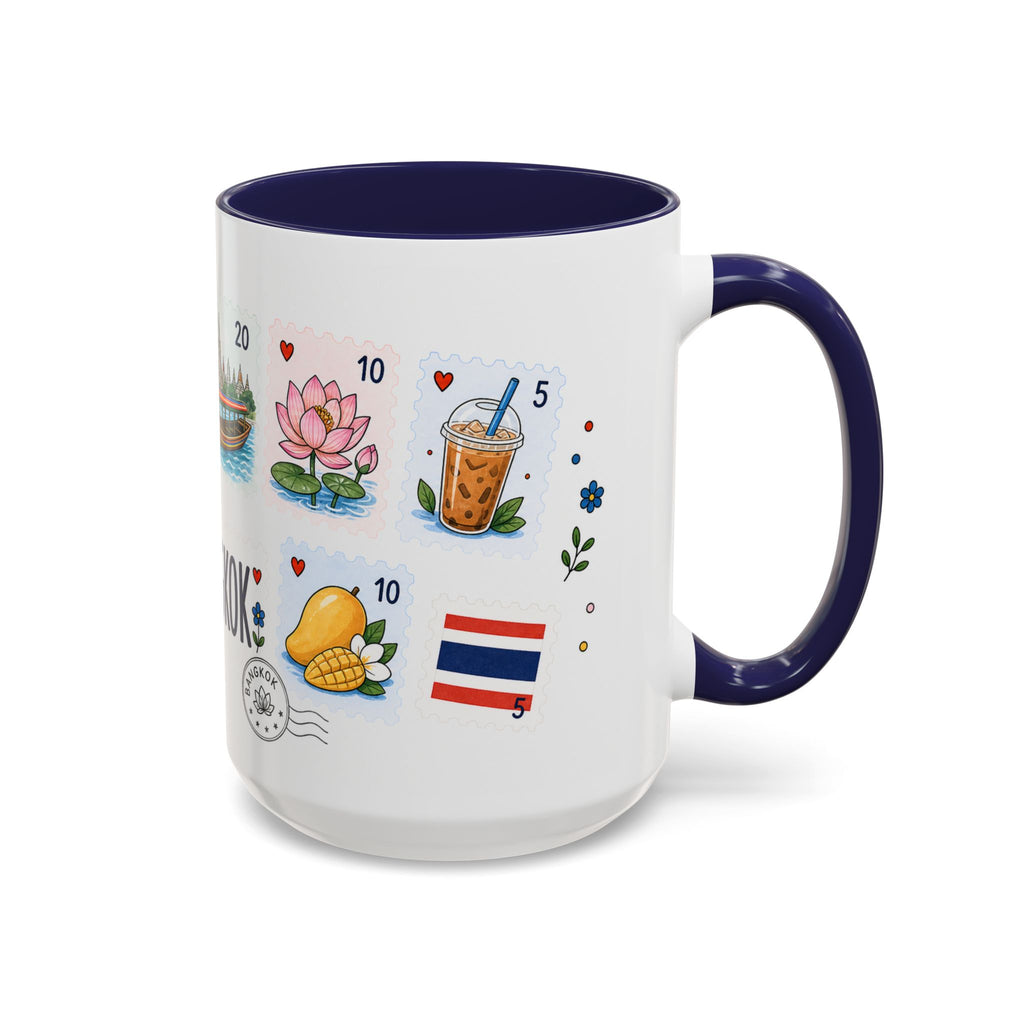 Bangkok Coffee Mug | Postage Stamp Collage Mug | Travel Souvenir Accent Cup 11oz 15oz