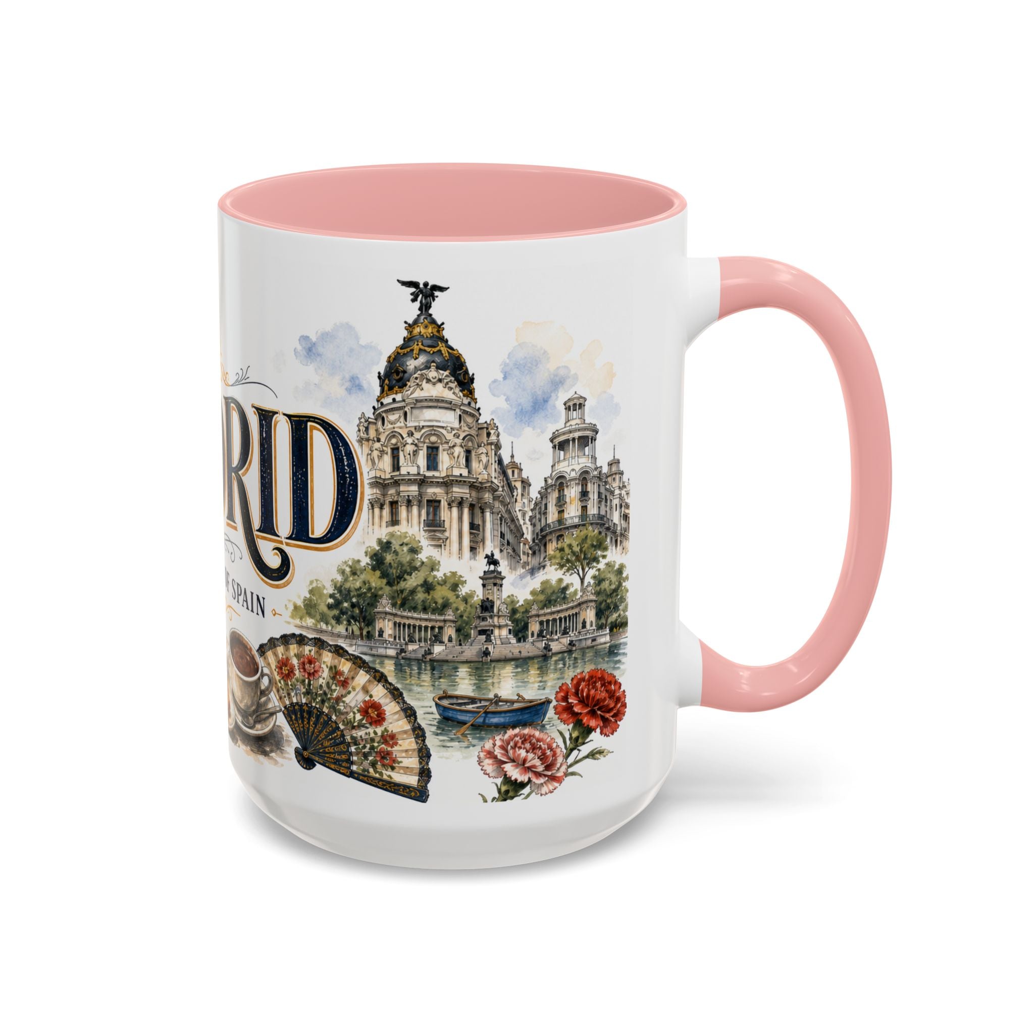 Madrid Coffee Mug | Spain Travel Souvenir | Vintage Illustrated City Gift | 11 oz 15 oz Accent Mug