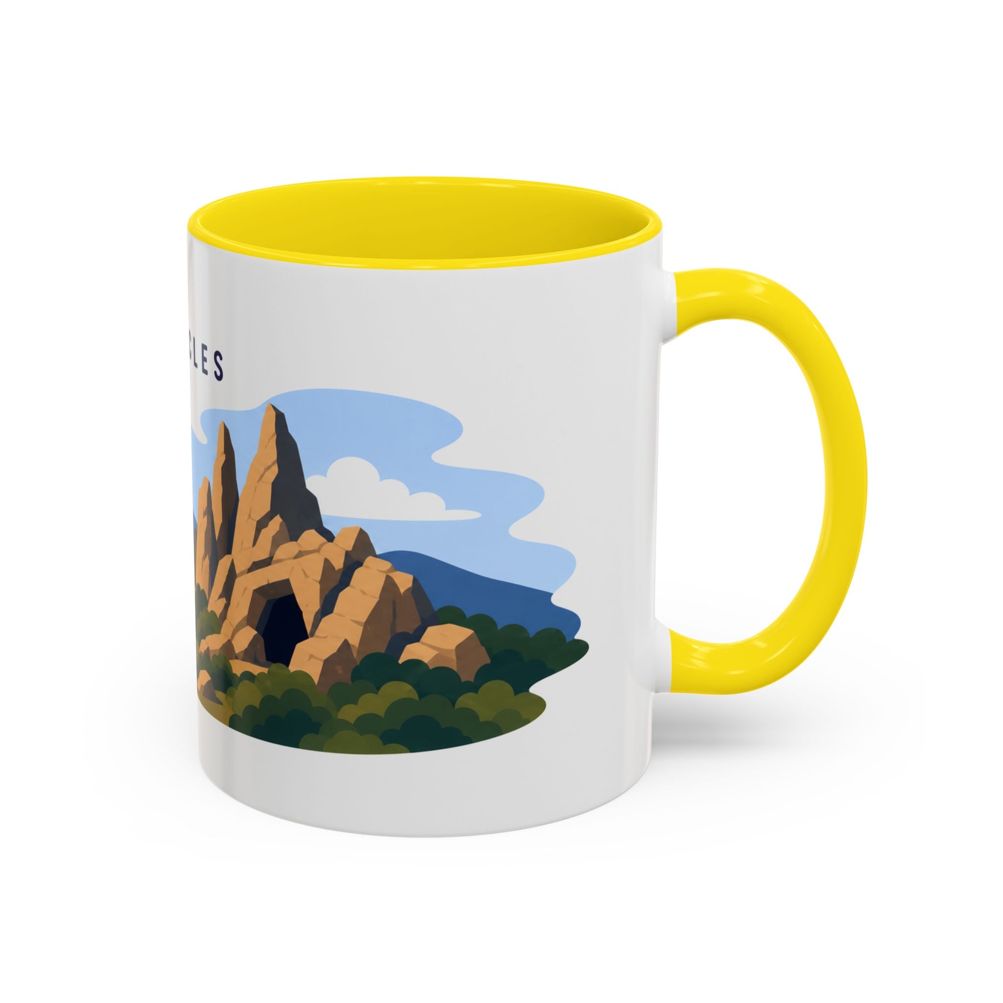 Pinnacles National Park Coffee Mug | Solid Color Block Park Souvenir | 11oz 15oz Accent Mug
