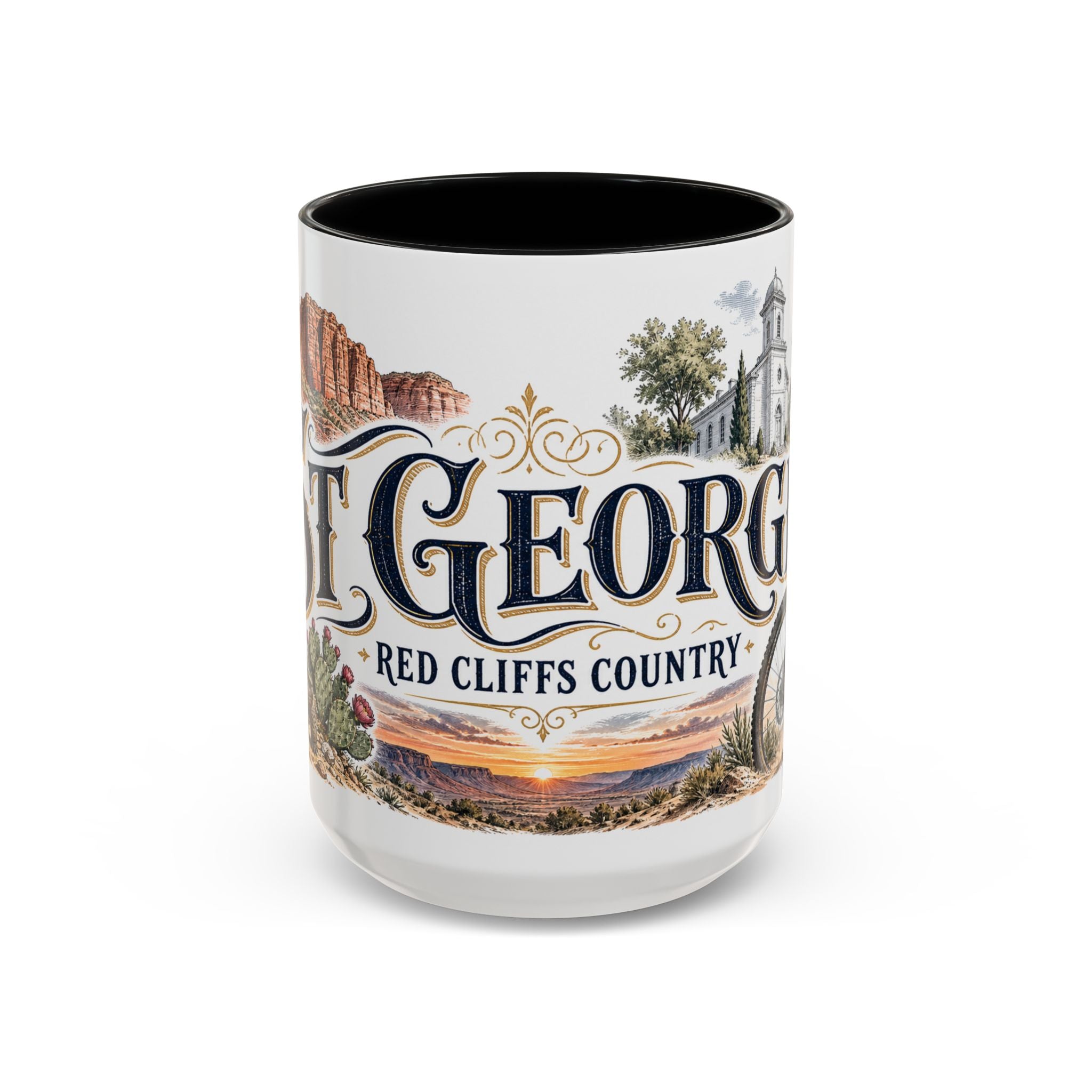 St George Coffee Mug | United States Travel Souvenir | Vintage Illustrated City Gift | 11 oz 15 oz Accent Mug