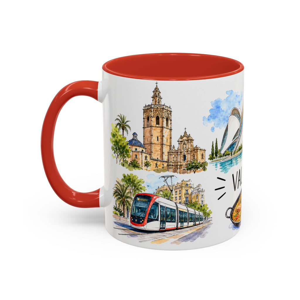 Valencia Illustrated Travel Mug | City Souvenir Accent Coffee Mug | 11oz 15oz Ceramic Cup