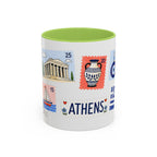 Athens Coffee Mug | Postage Stamp Collage Mug | Travel Souvenir Accent Cup 11oz 15oz