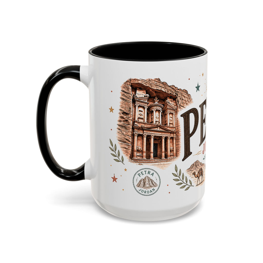 Petra Coffee Mug | Travel Destination Souvenir Gift | Accent Color Ceramic 11oz 15oz