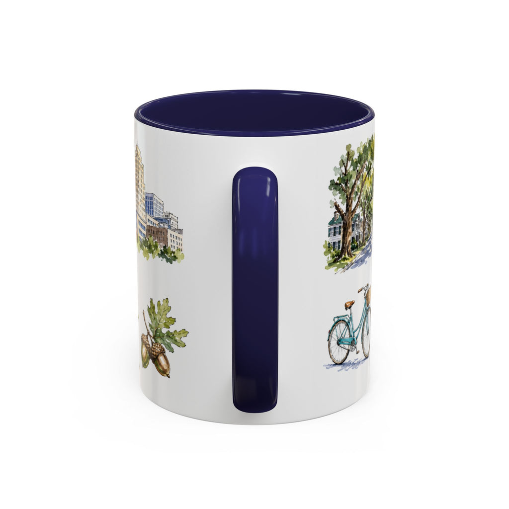 Raleigh Illustrated Travel Mug | City Souvenir Accent Coffee Mug | 11oz 15oz Ceramic Cup