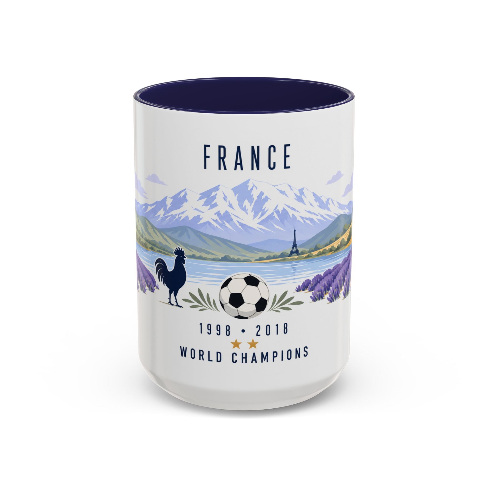 France World Champions Mug | Two Time Soccer Champion Gift | French Football Fan Cup | 1998 2018 | 11oz 15oz Accent Mug