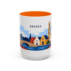 Bruges Coffee Mug | Travel Destination Souvenir Gift | Accent Color Ceramic 11oz 15oz