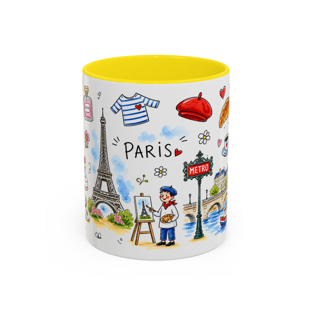 Paris Travel Mug | European City Souvenir Accent Coffee Mug | 11oz 15oz Ceramic Cup