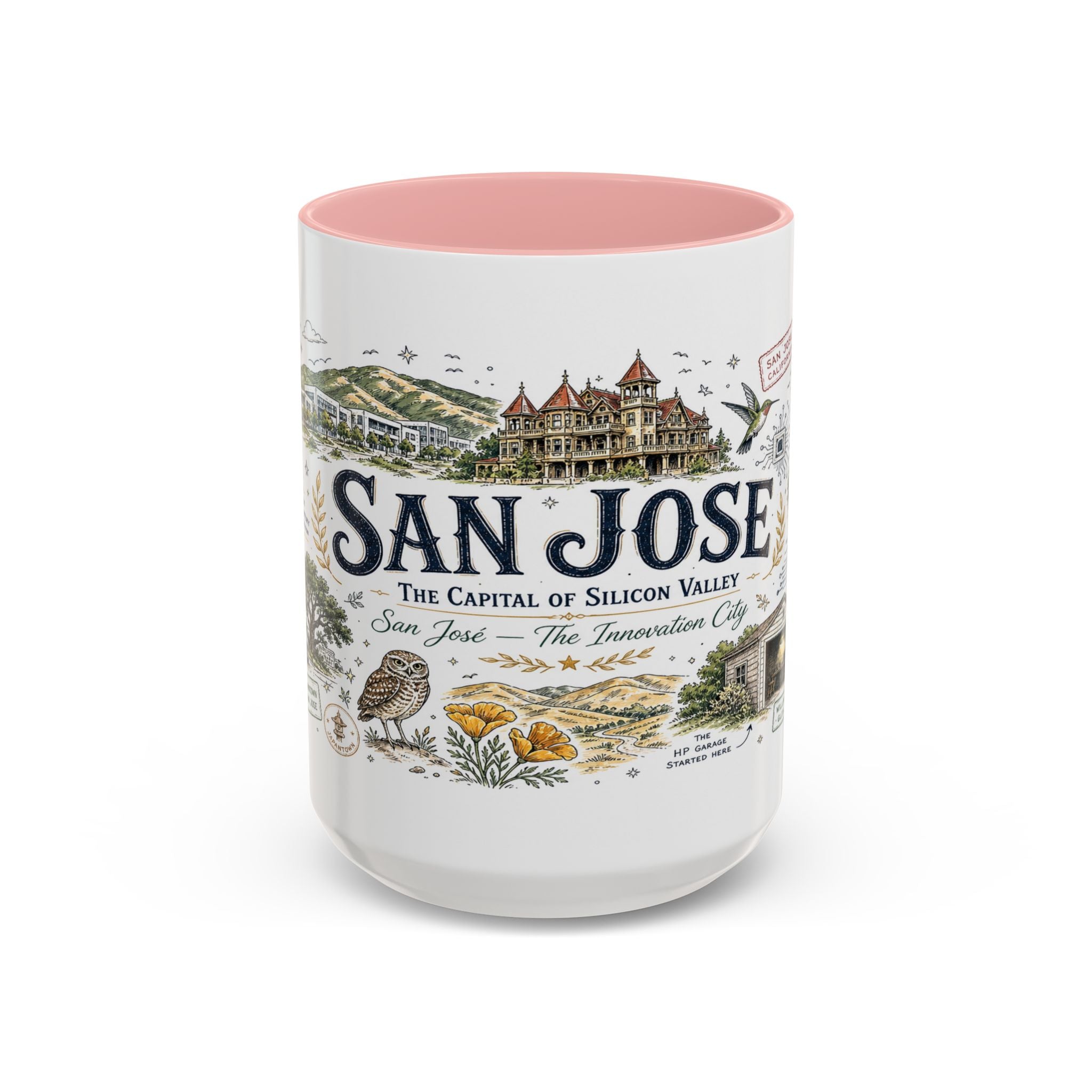 San Jose Coffee Mug | California Souvenir City Gift | Accent Color Ceramic 11oz 15oz