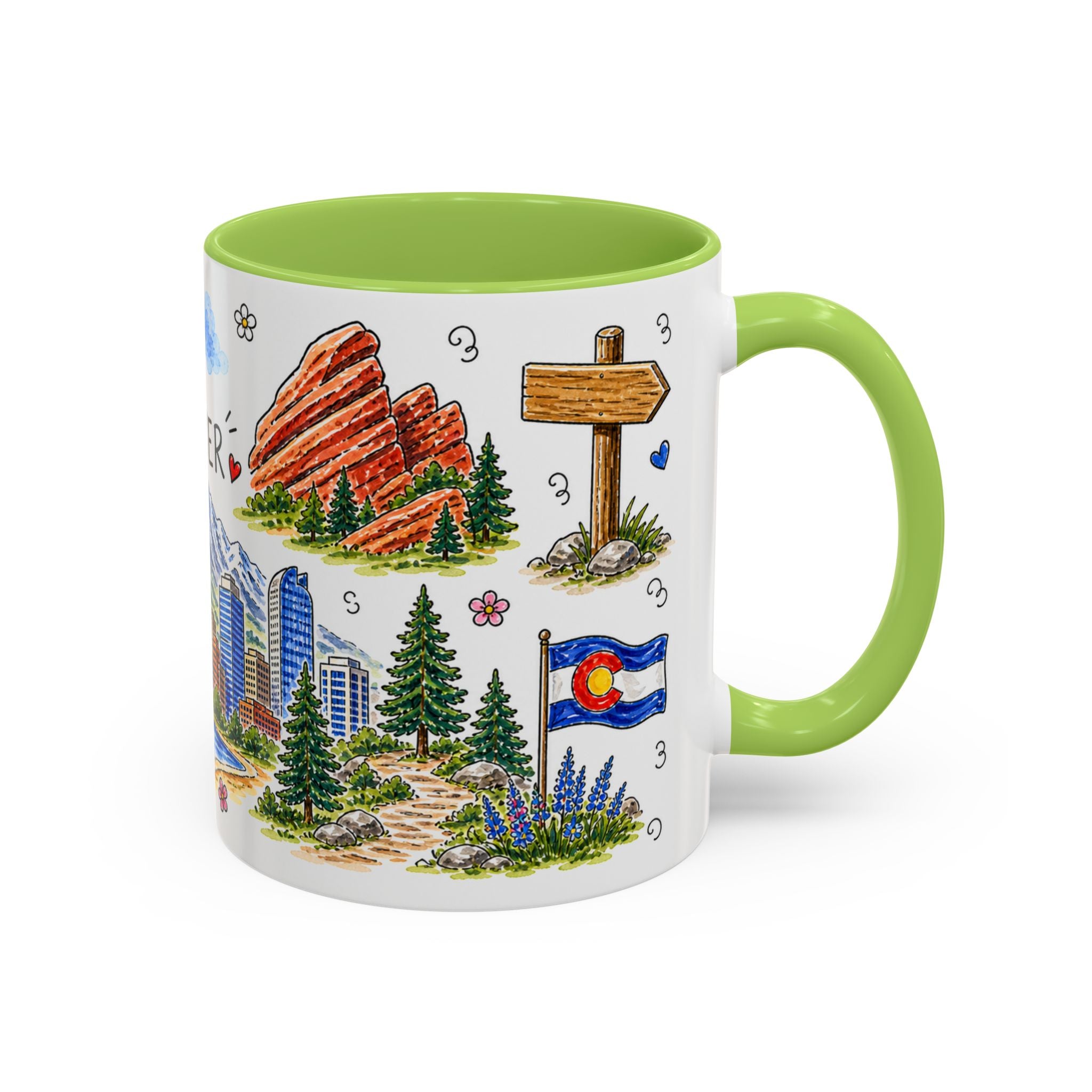 Denver Illustrated Travel Mug | City Souvenir Accent Coffee Mug | 11oz 15oz Ceramic Cup