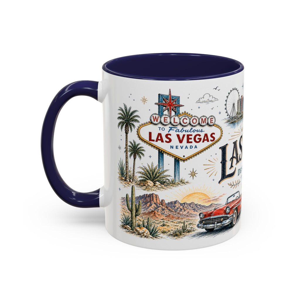 Las Vegas Coffee Mug | United States Travel Souvenir | Vintage Illustrated City Gift | 11 oz 15 oz Accent Mug