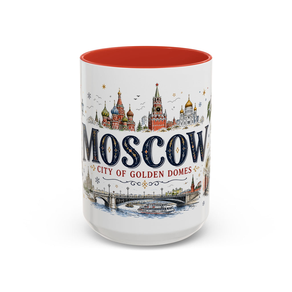 Moscow Coffee Mug | Russia Souvenir Travel Gift | Accent Color Ceramic 11oz 15oz