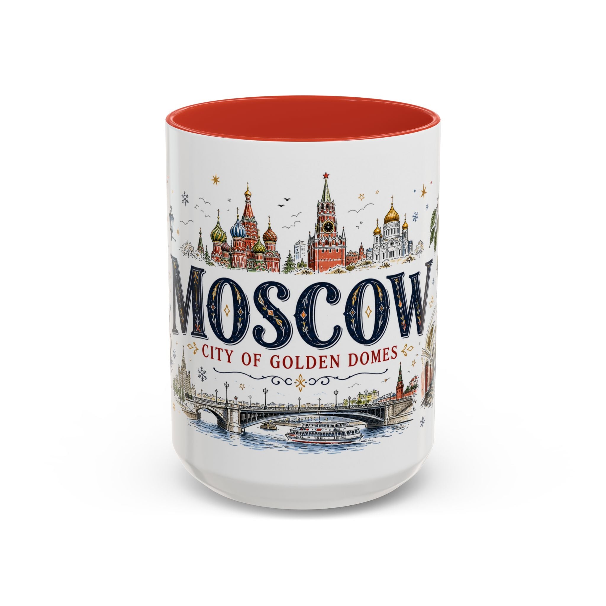 Moscow Coffee Mug | Russia Souvenir Travel Gift | Accent Color Ceramic 11oz 15oz