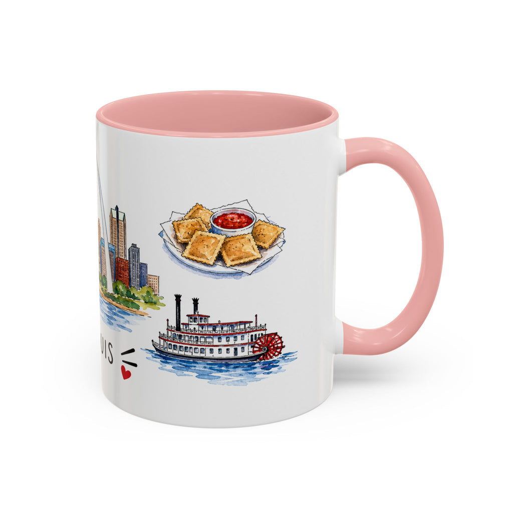St. Louis Illustrated Travel Mug | City Souvenir Accent Coffee Mug | 11oz 15oz Ceramic Cup