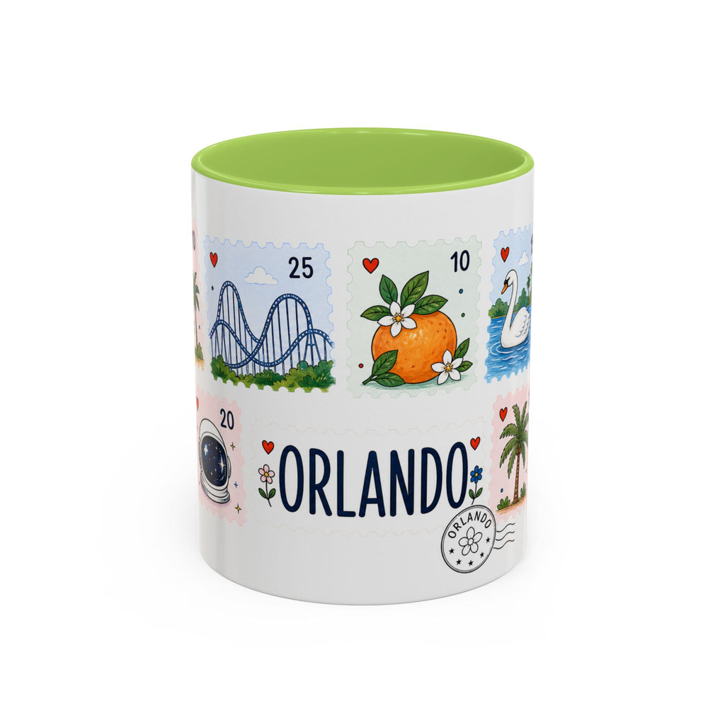 Orlando Coffee Mug | Postage Stamp Collage Mug | Travel Souvenir Accent Cup 11oz 15oz