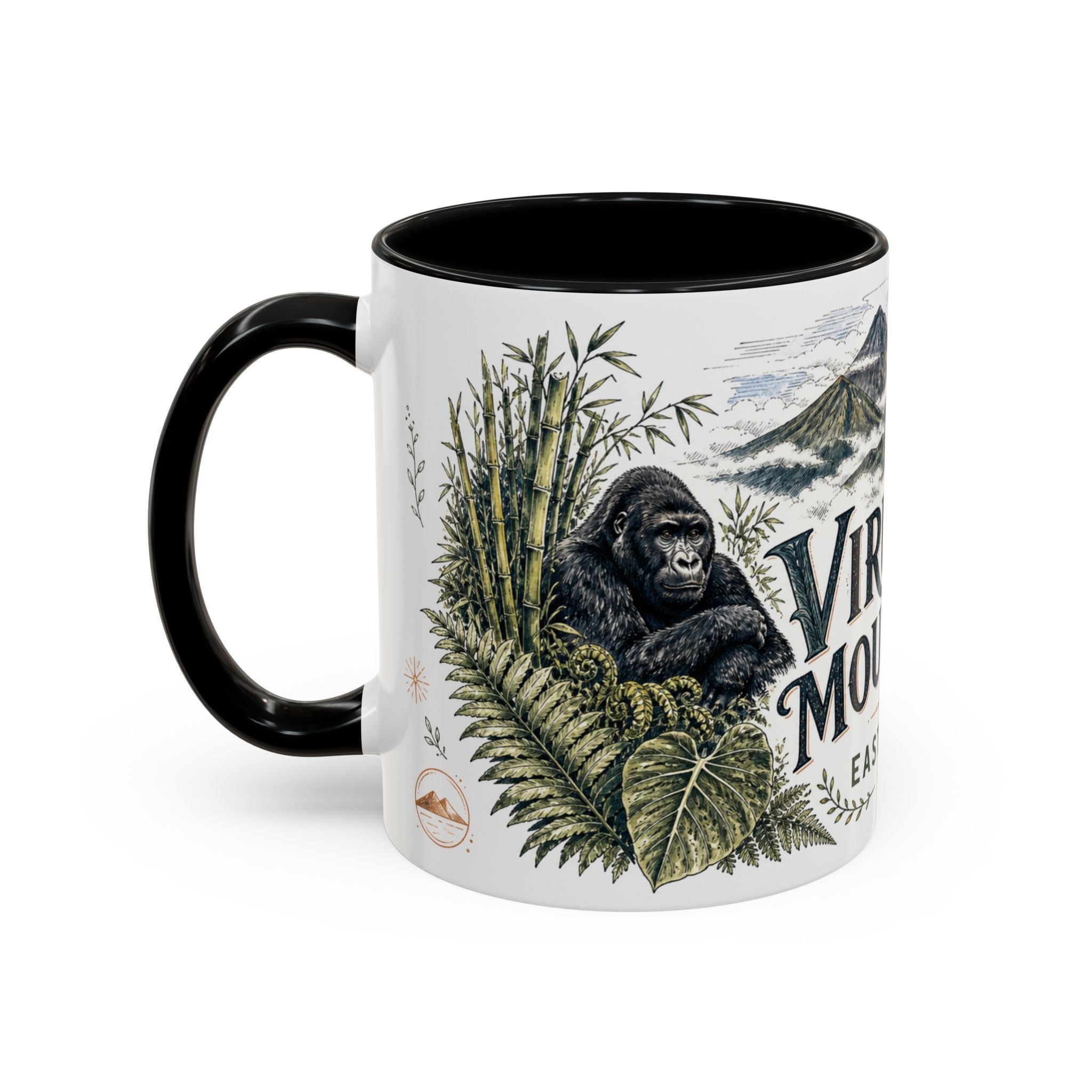 Virunga Mountains Mug, East Africa Travel Souvenir, Bucket List Gift, Accent Ceramic Coffee Mug 11oz 15oz