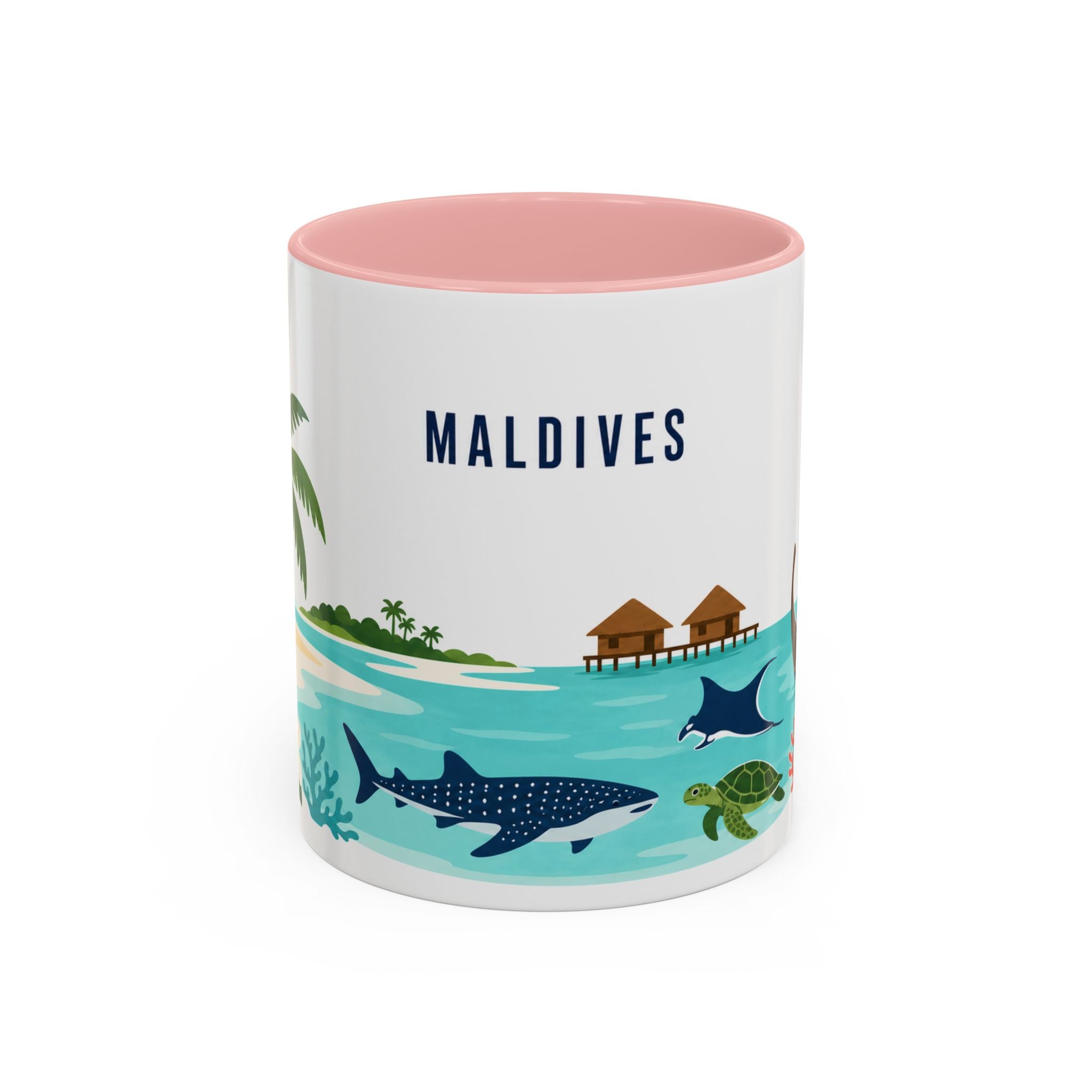 Maldives Coffee Mug | Travel Destination Souvenir Gift | Accent Color Ceramic 11oz 15oz