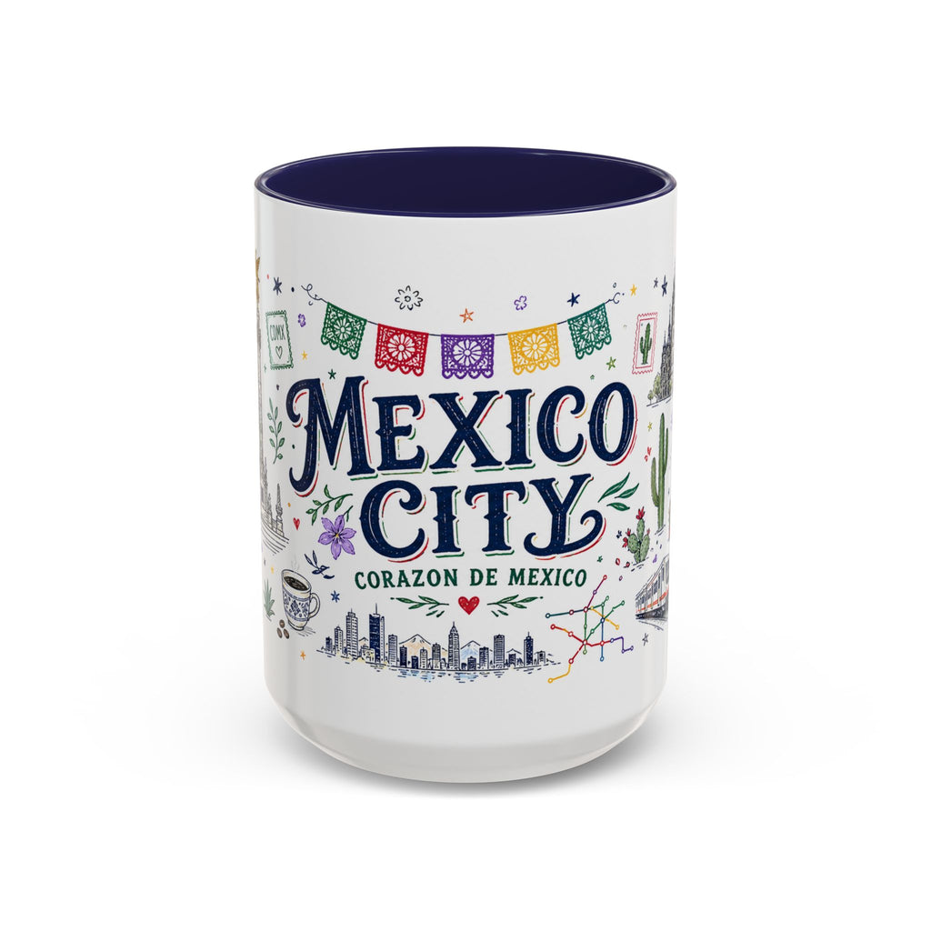 Mexico City Coffee Mug | Mexico Souvenir Travel Gift | Accent Color Ceramic 11oz 15oz
