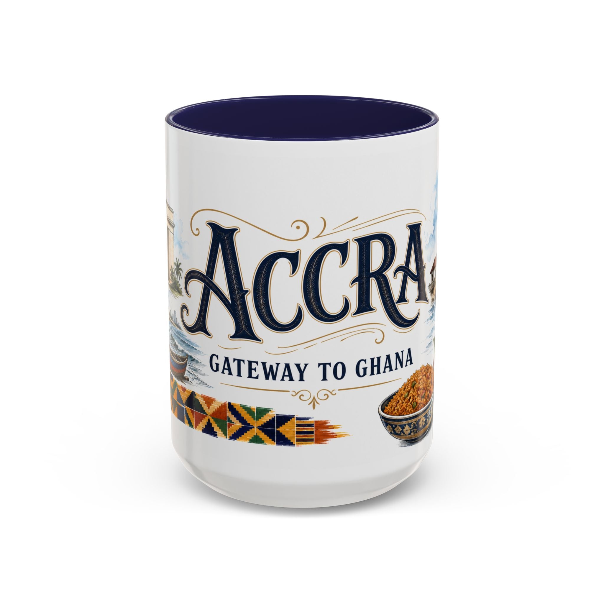 Accra Coffee Mug | Ghana Travel Souvenir | Vintage Illustrated City Gift | 11 oz 15 oz Accent Mug