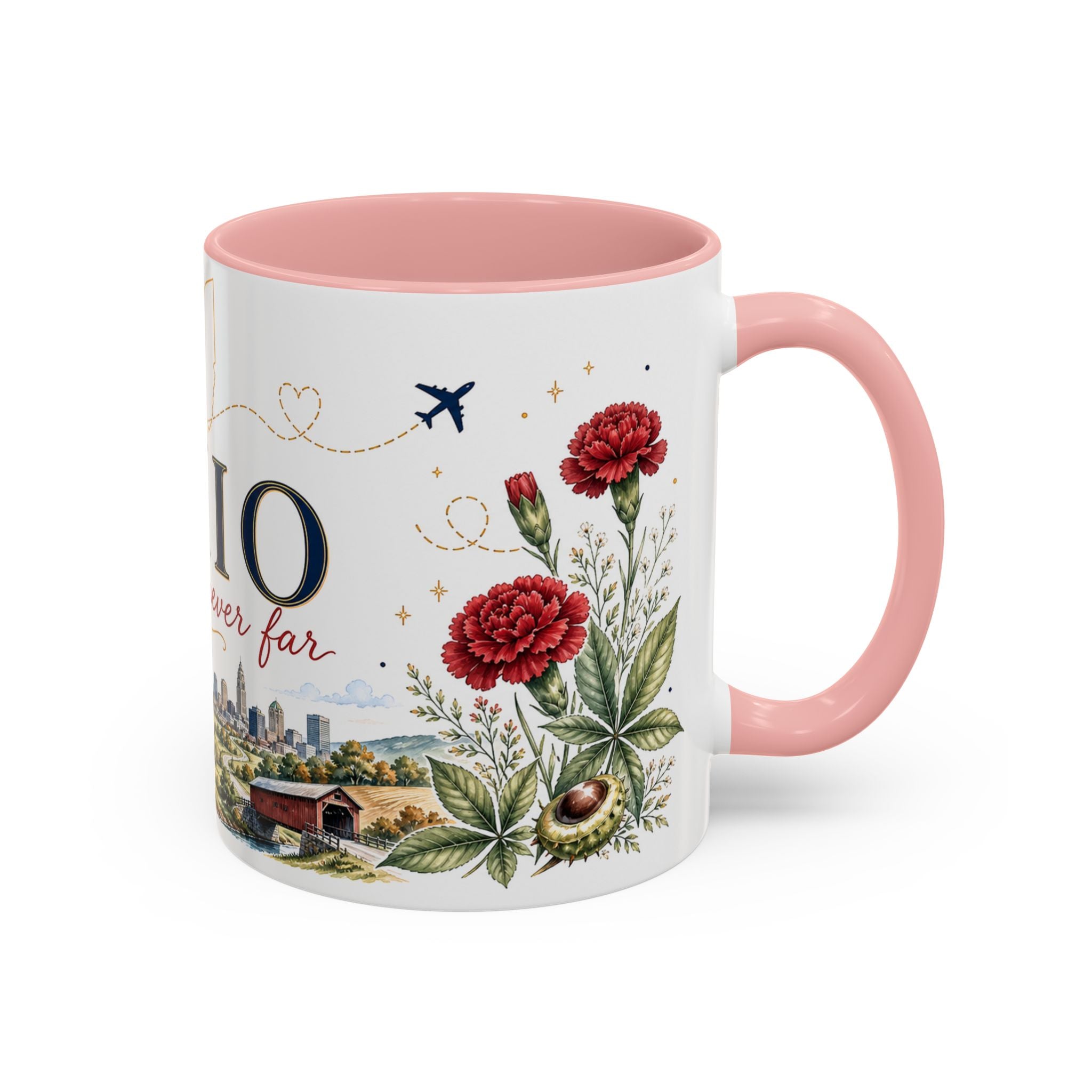 Ohio State Map Mug | Botanical Travel Sketch, Homesick Gift, Long Distance Friendship