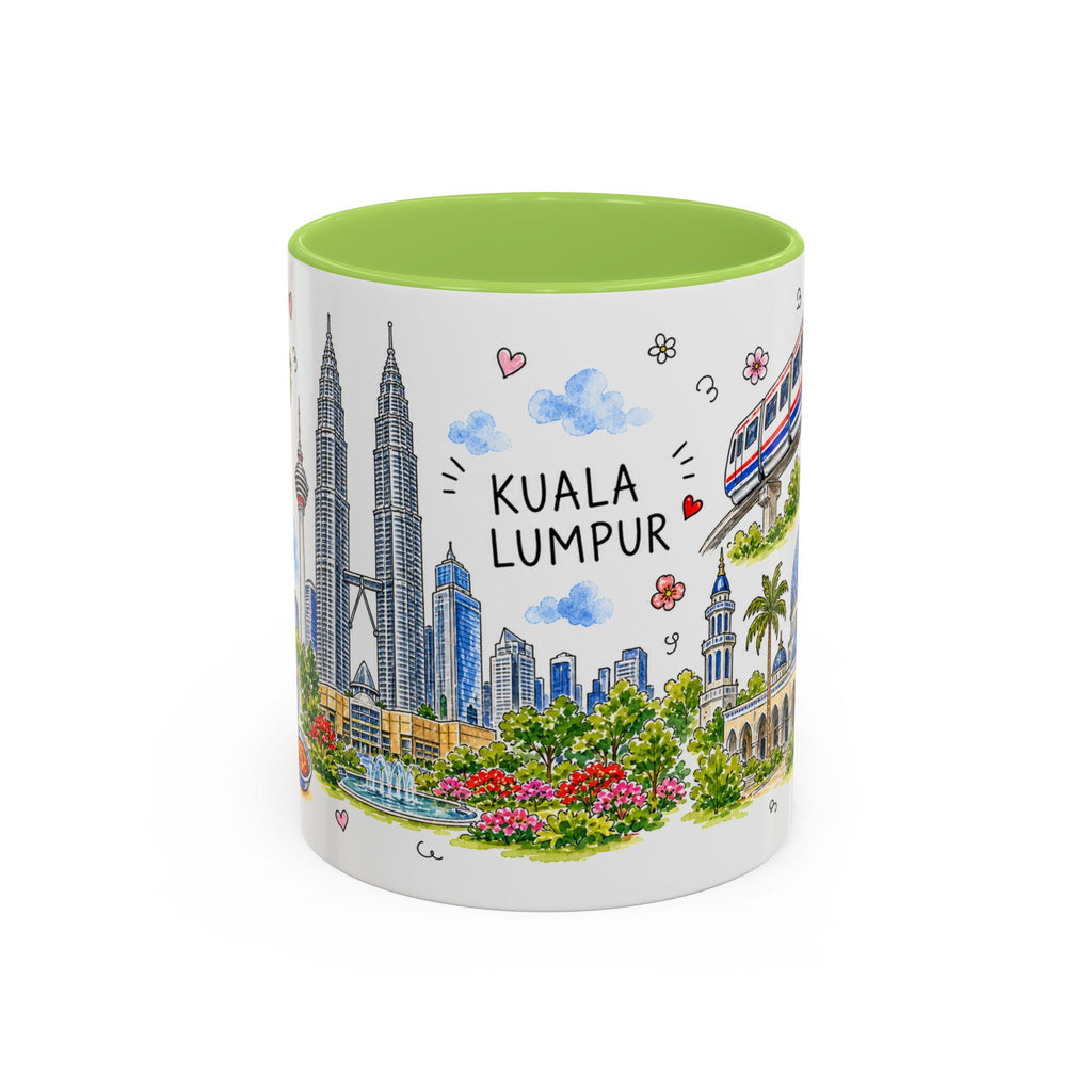 Kuala Lumpur Illustrated Travel Mug | City Souvenir Accent Coffee Mug | 11oz 15oz Ceramic Cup