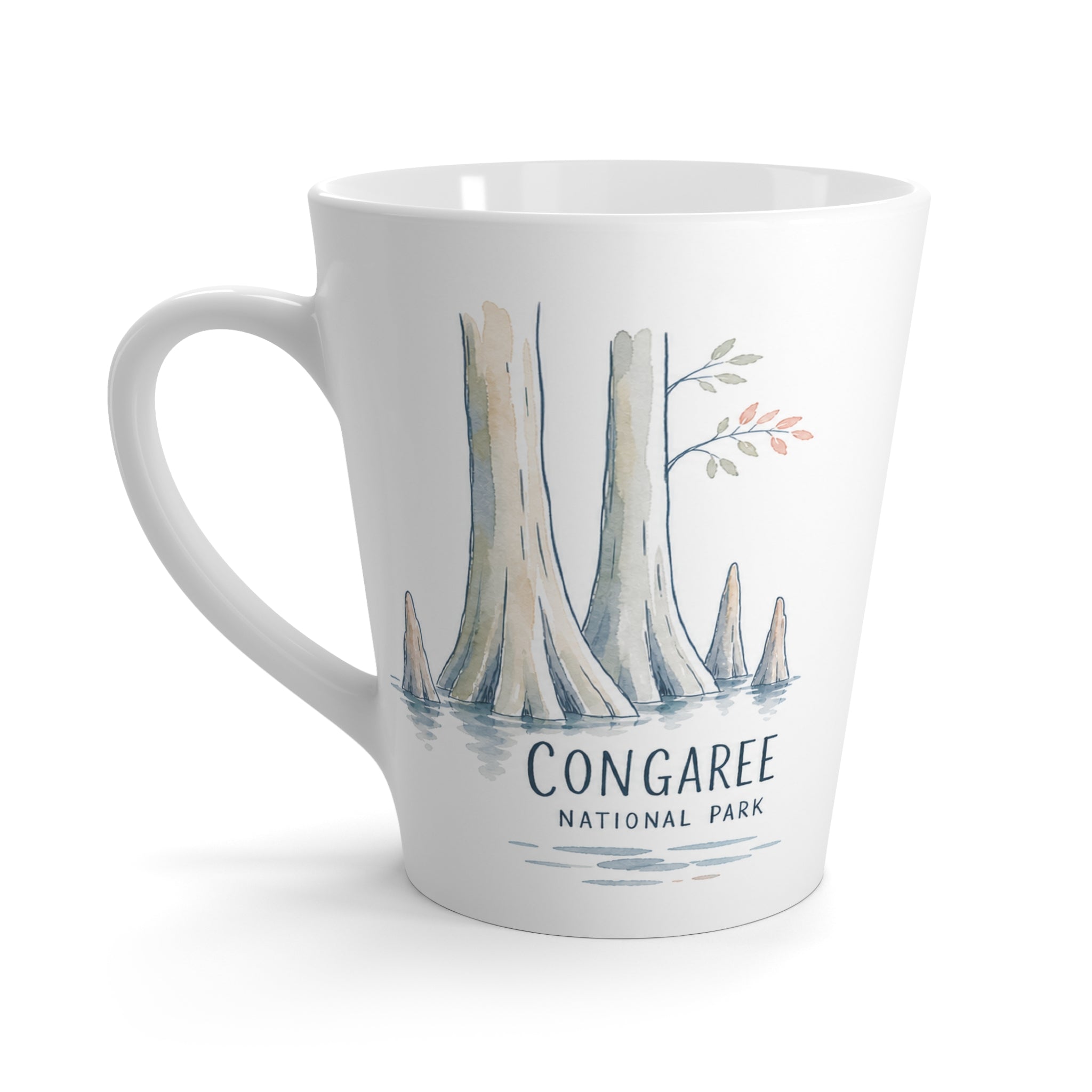 Congaree National Park Latte Mug | Pastel Watercolor Nature Coffee Cup | 12 oz Travel Souvenir Gift