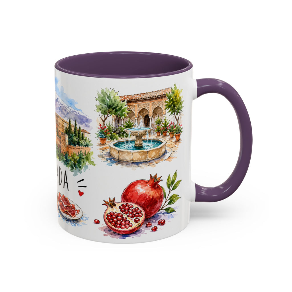 Granada Illustrated Travel Mug | City Souvenir Accent Coffee Mug | 11oz 15oz Ceramic Cup