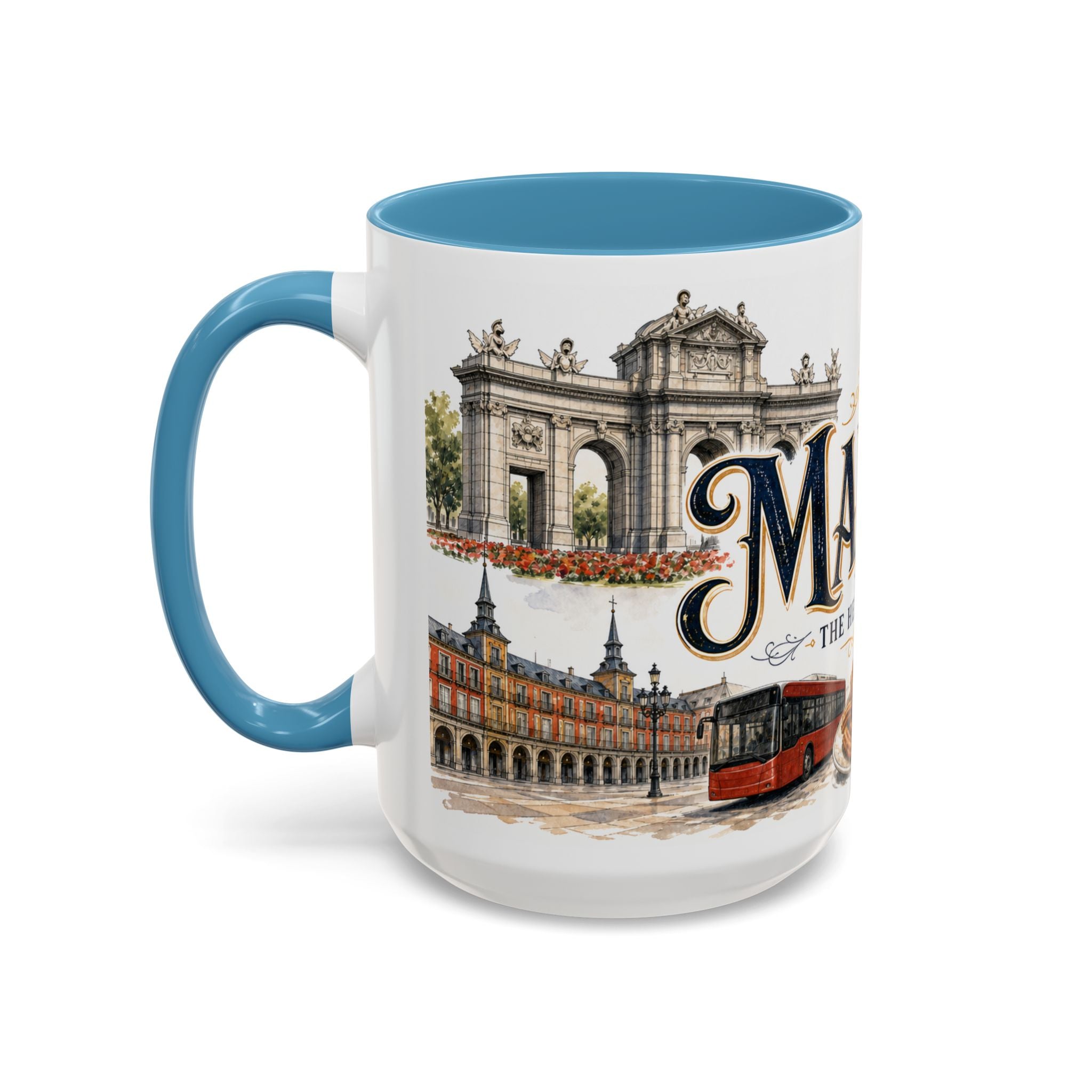 Madrid Coffee Mug | Spain Travel Souvenir | Vintage Illustrated City Gift | 11 oz 15 oz Accent Mug