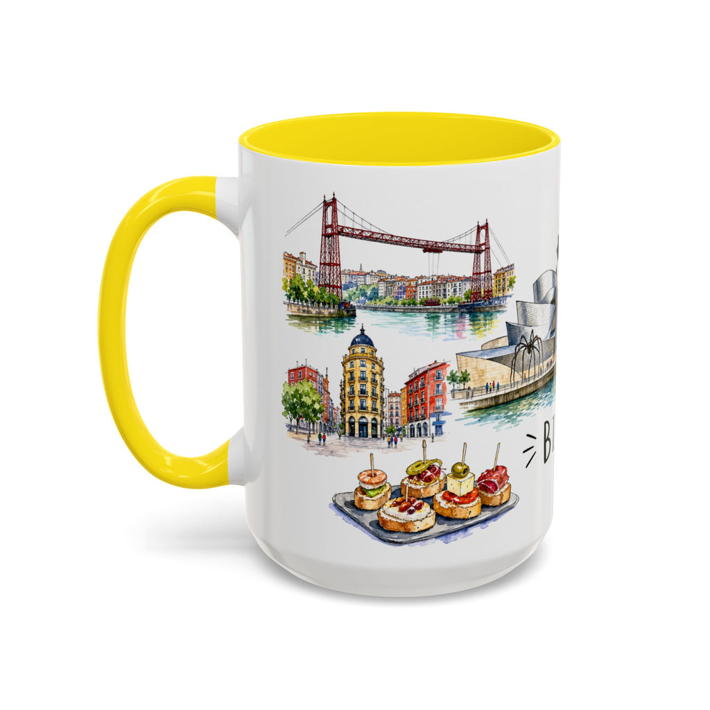 Bilbao Illustrated Travel Mug | City Souvenir Accent Coffee Mug | 11oz 15oz Ceramic Cup