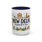 New Delhi Coffee Mug | India Souvenir Travel Gift | Accent Color Ceramic 11oz 15oz