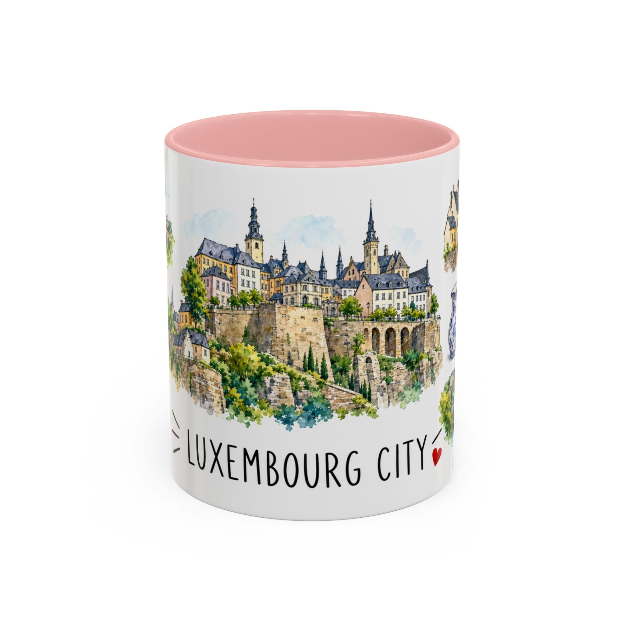 Luxembourg City Illustrated Travel Mug | City Souvenir Accent Coffee Mug | 11oz 15oz Ceramic Cup