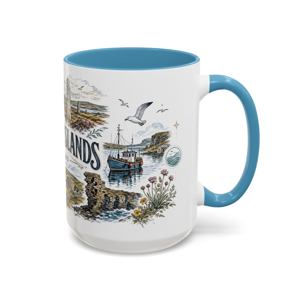 Orkney Islands Mug, Scotland Travel Souvenir, Bucket List Gift, Accent Ceramic Coffee Mug 11oz 15oz