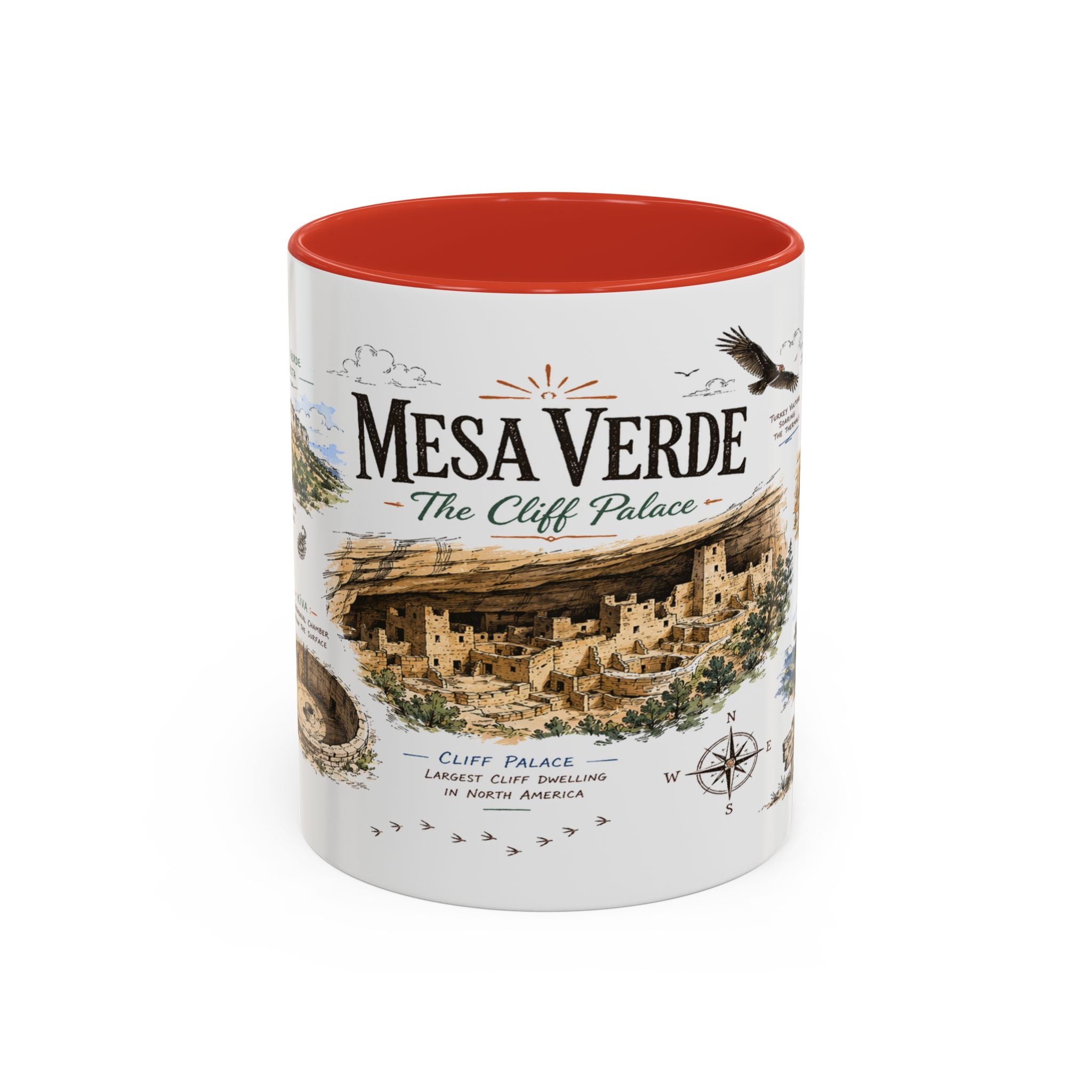 Mesa Verde National Park Coffee Mug | Colorado Ancient Cliff Dwellings Gift | Accent Color Ceramic 11oz 15oz