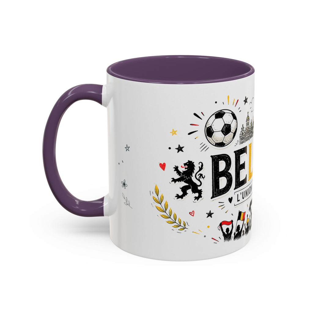 Belgium Soccer Coffee Mug | Soccer Fan Gift | Accent Color Ceramic 11oz 15oz Match Day Cup