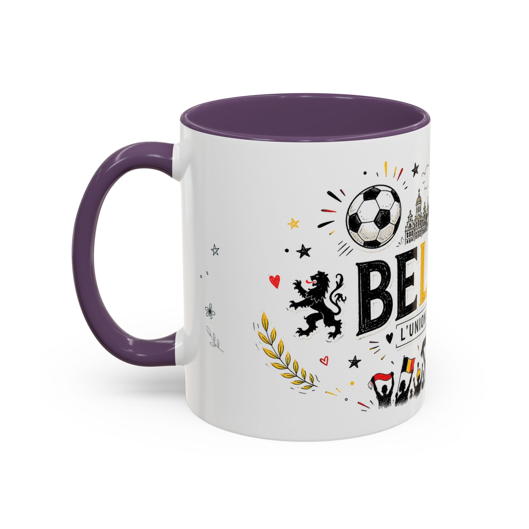 Belgium Soccer Coffee Mug | Soccer Fan Gift | Accent Color Ceramic 11oz 15oz Match Day Cup