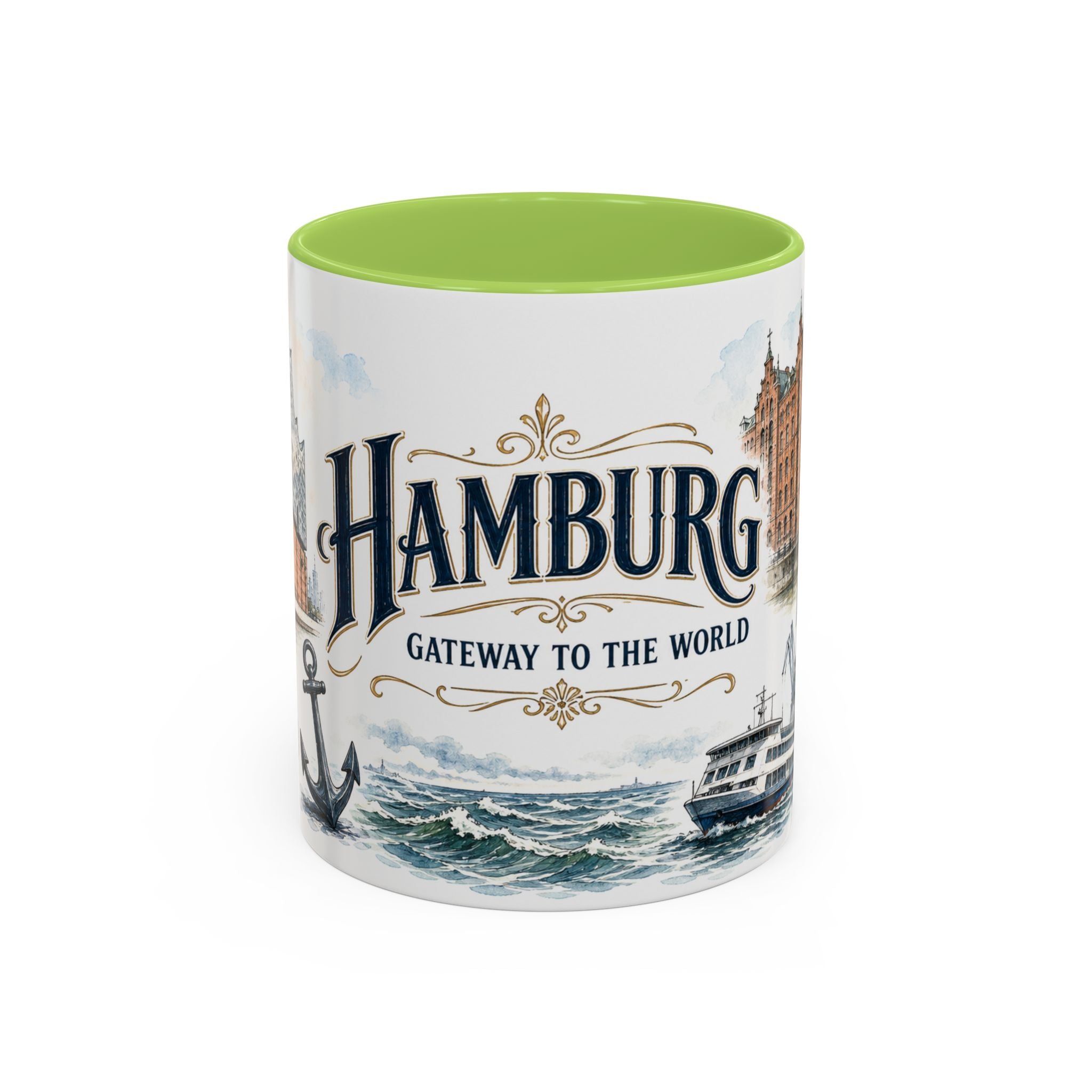 Hamburg Coffee Mug | Germany Travel Souvenir | Vintage Illustrated City Gift | 11 oz 15 oz Accent Mug