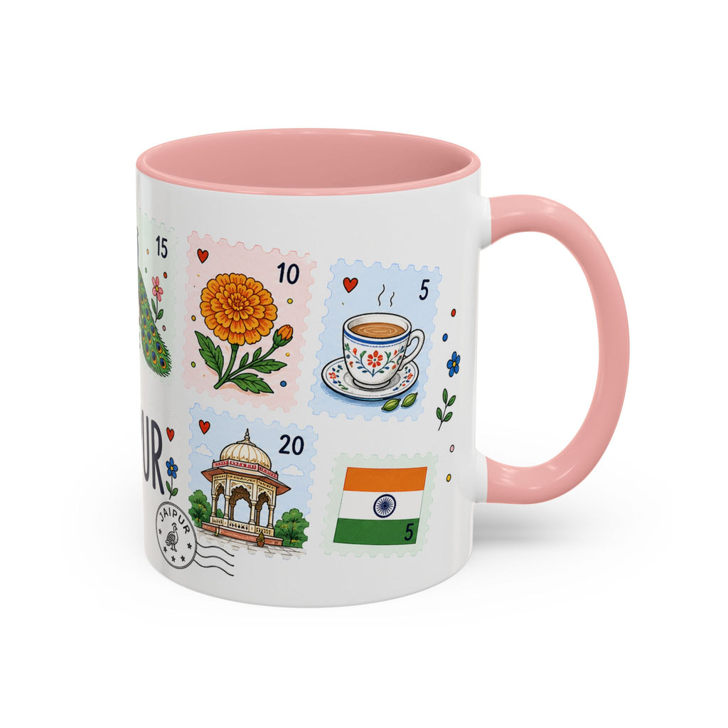 Jaipur Coffee Mug | Postage Stamp Collage Mug | Travel Souvenir Accent Cup 11oz 15oz