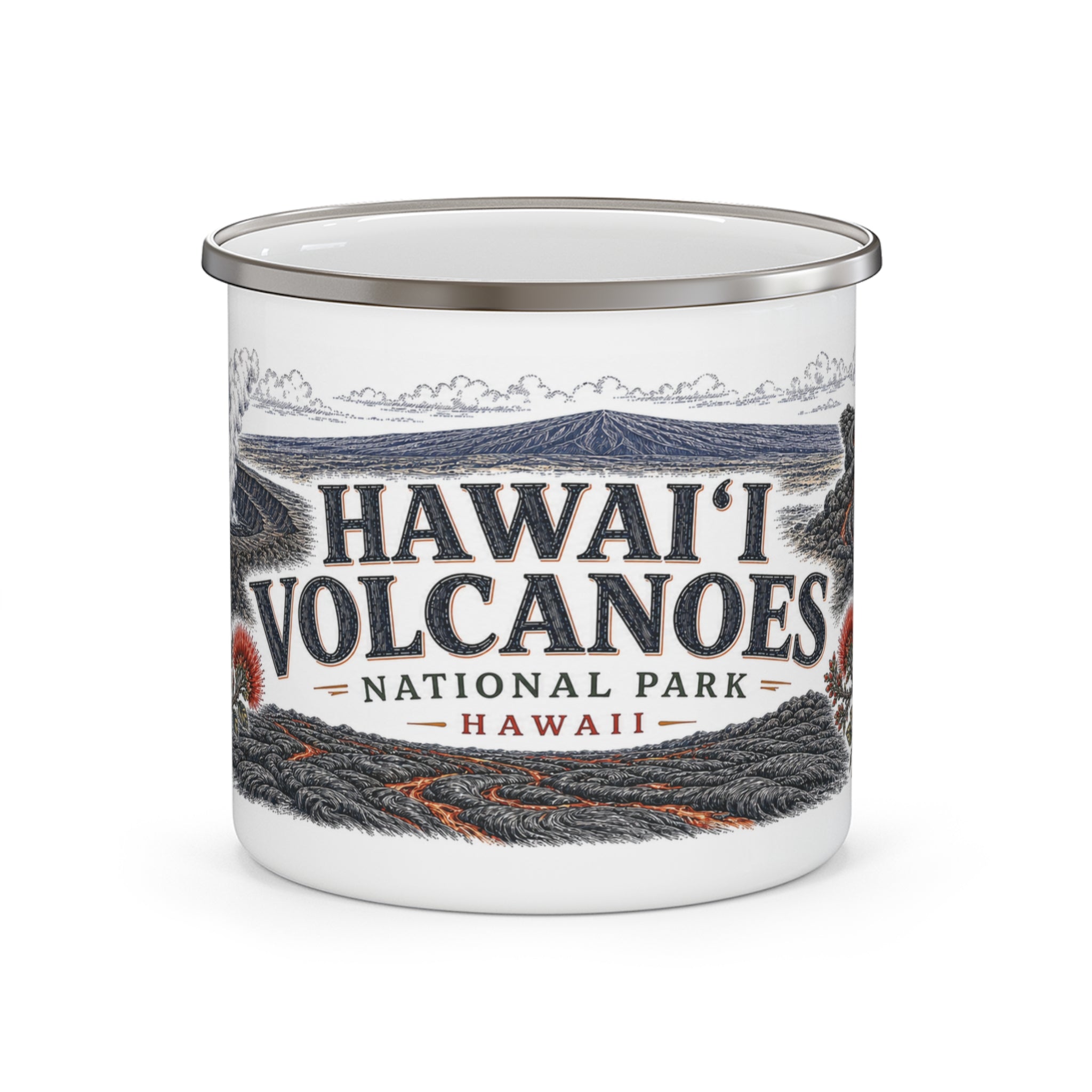 Hawaiʻi Volcanoes National Park Vintage Enamel Camping Mug | 12oz National Park Hiking Gift