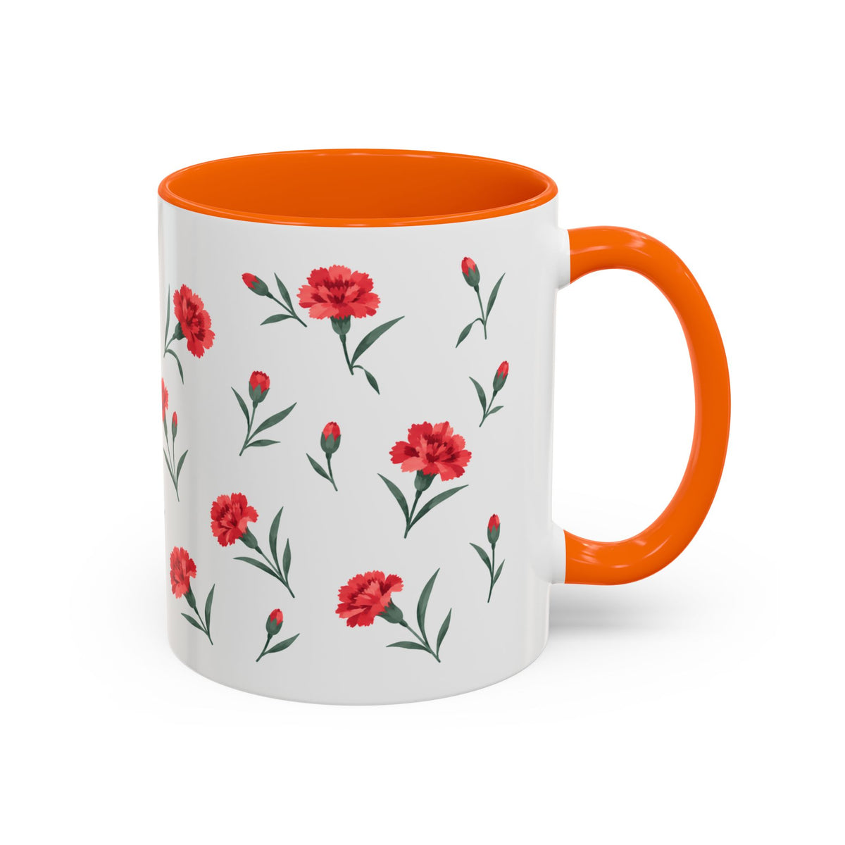 Ohio Scarlet Carnation Mug, State Flower Floral Coffee Cup, 11oz Botanical Gift