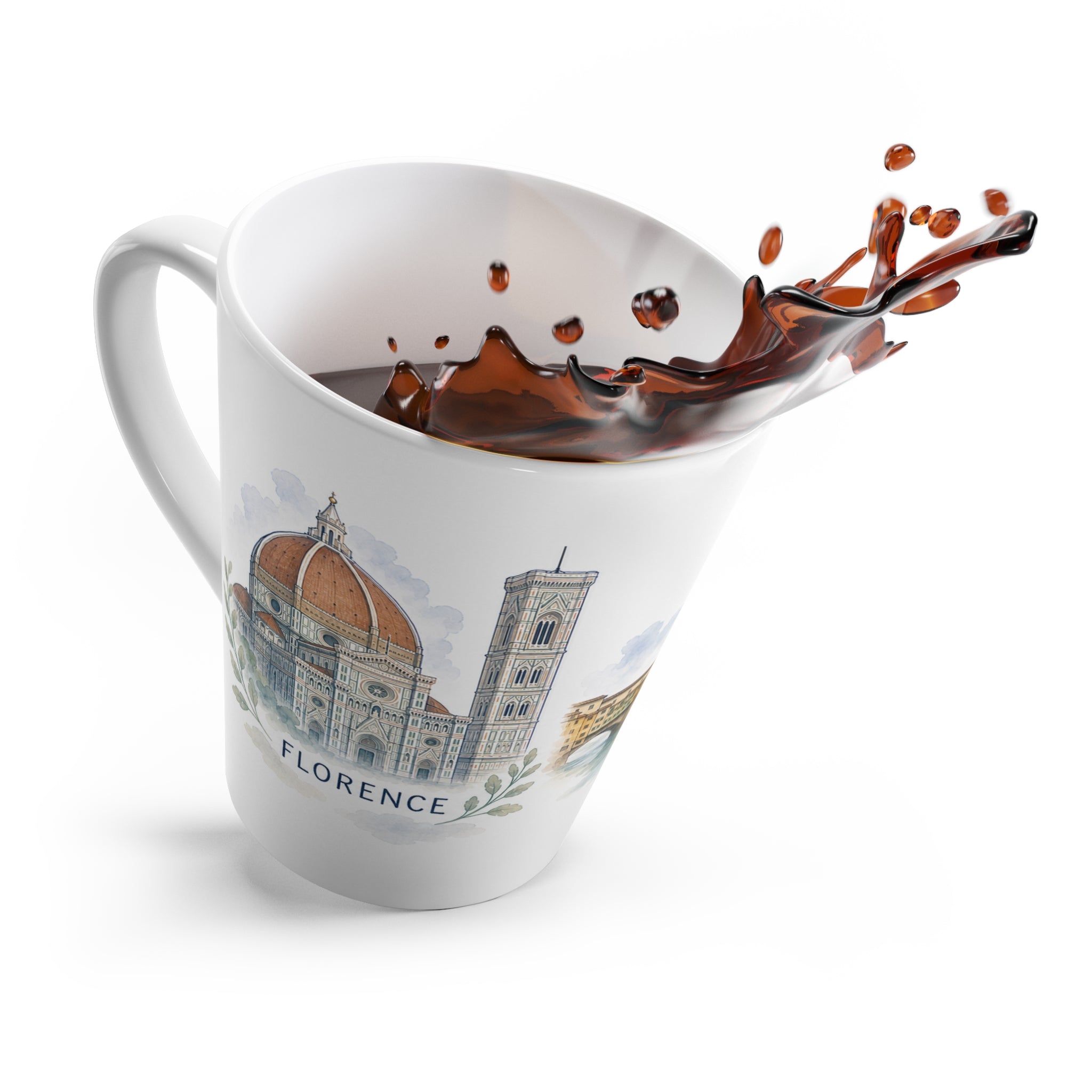Florence Latte Mug | Watercolor City Travel Mug | 12 oz Ceramic Souvenir Gift