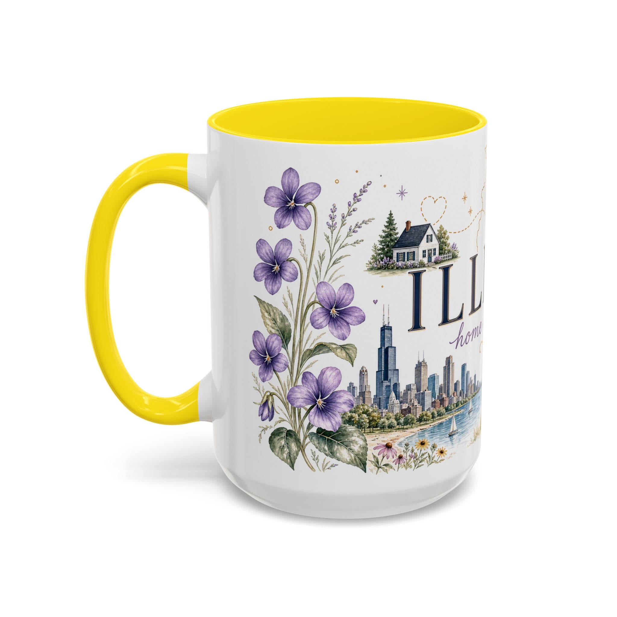 Illinois State Map Mug | Botanical Travel Sketch, Moving Away Gift (11oz 15oz)