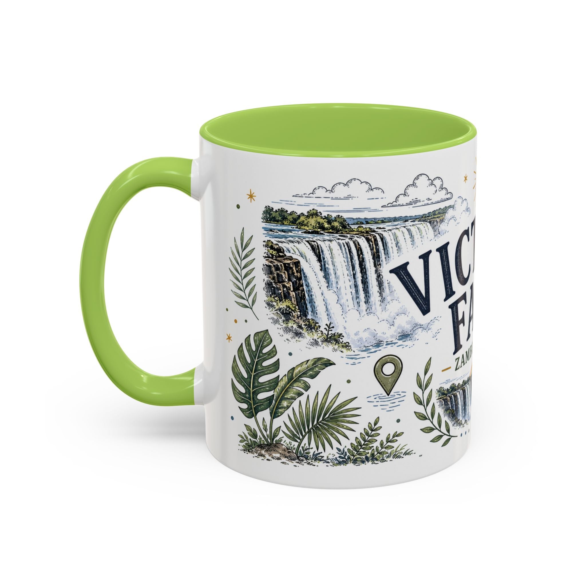 Victoria Falls Coffee Mug | Travel Destination Souvenir Gift | Accent Color Ceramic 11oz 15oz