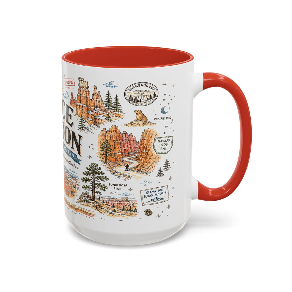Bryce Canyon Coffee Mug | National Park Hiking Utah Gift | Accent Color Ceramic 11oz 15oz