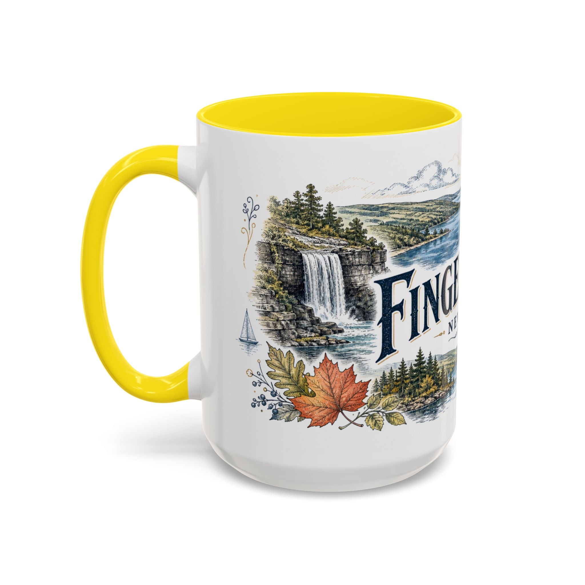 Finger Lakes Mug, New York Travel Souvenir, Bucket List Gift, Accent Ceramic Coffee Mug 11oz 15oz